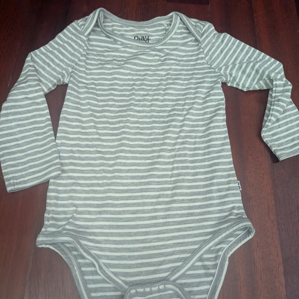 Gray Striped Kids One Piece